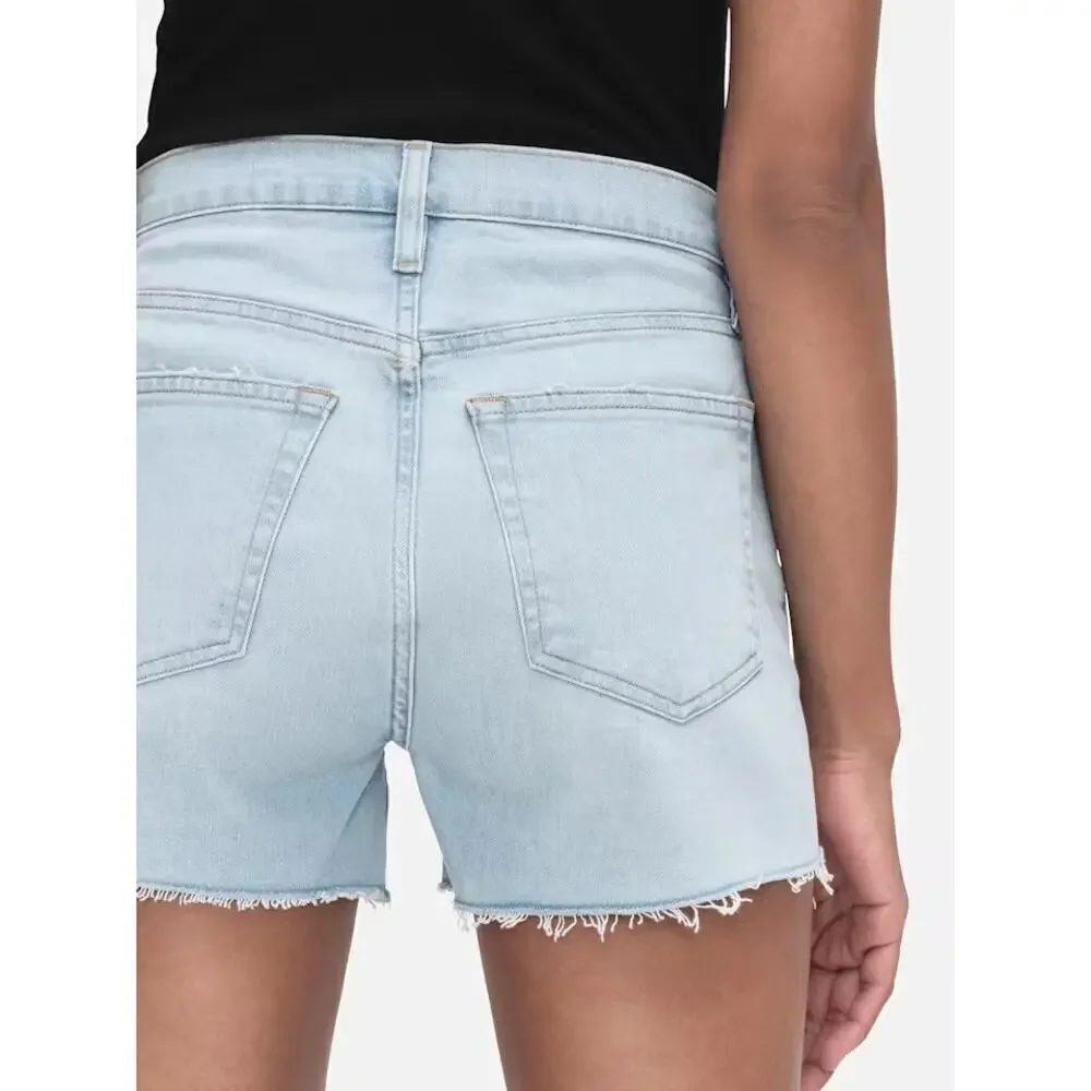 Frame Women's Le Brigette Denim High Rise Mini Short in Soap Size 34 NWT